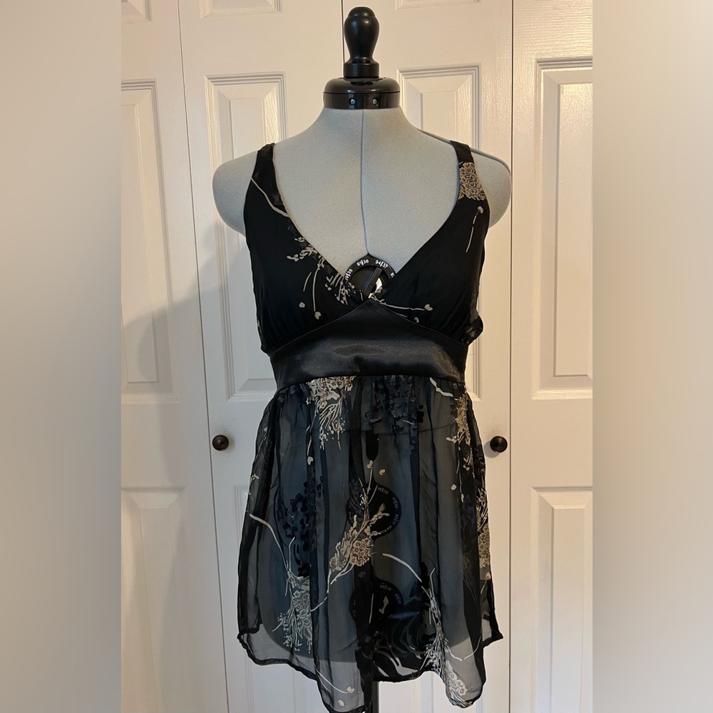 Silk Black Floral Camisole Top